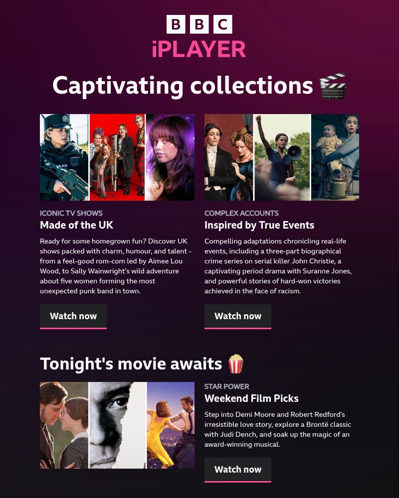 Screenshot of email sent to a BBC iPlayer Registered user