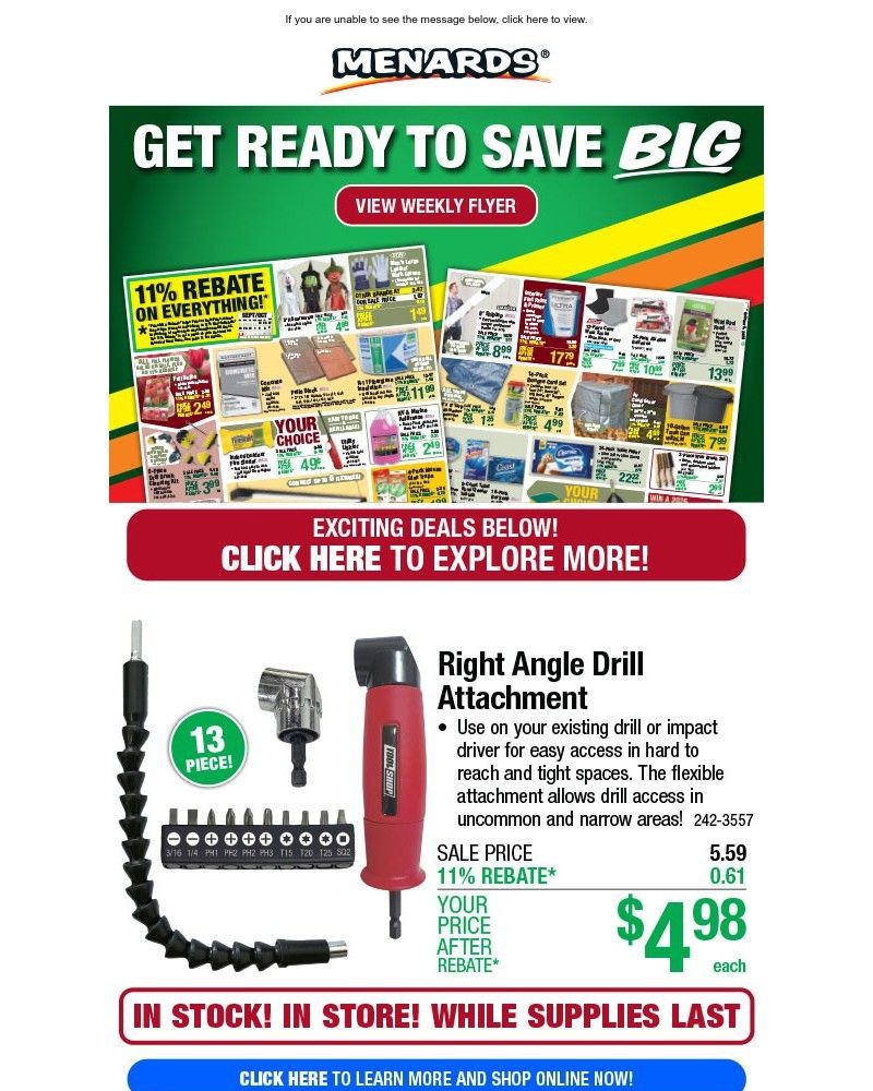Screenshot of email with subject /media/emails/right-angle-drill-attachment-only-498-after-rebate-plus-new-weekly-flyer-7892b1-c_3v1VK8l.jpg