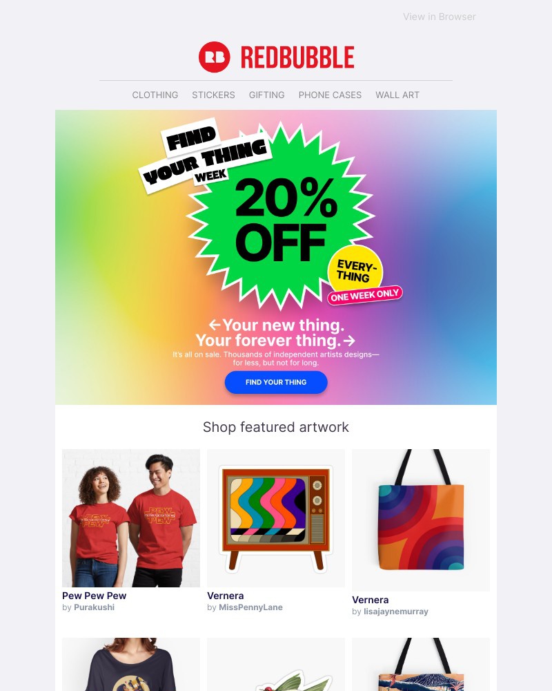 Screenshot of email with subject /media/emails/right-now-save-20-sitewide-the-find-your-thing-sale-begins-7ff392-cropped-367e14d7.jpg