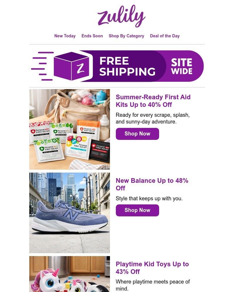 Screenshot of email sent to a Zulily Registered user