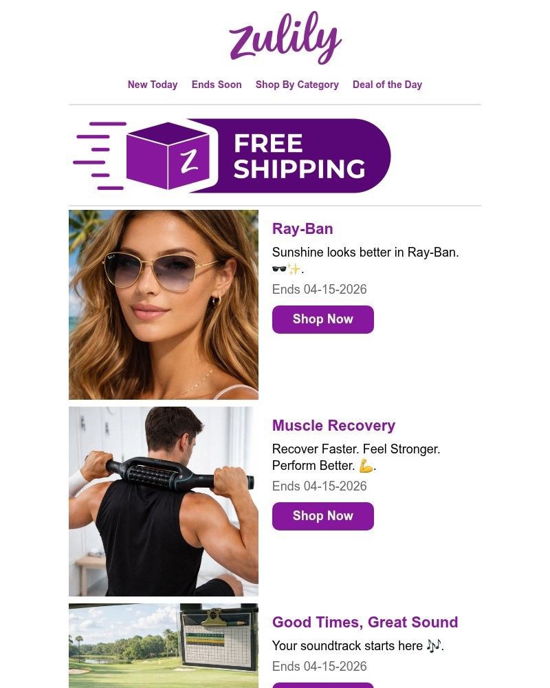 Screenshot of email sent to a Zulily Registered user