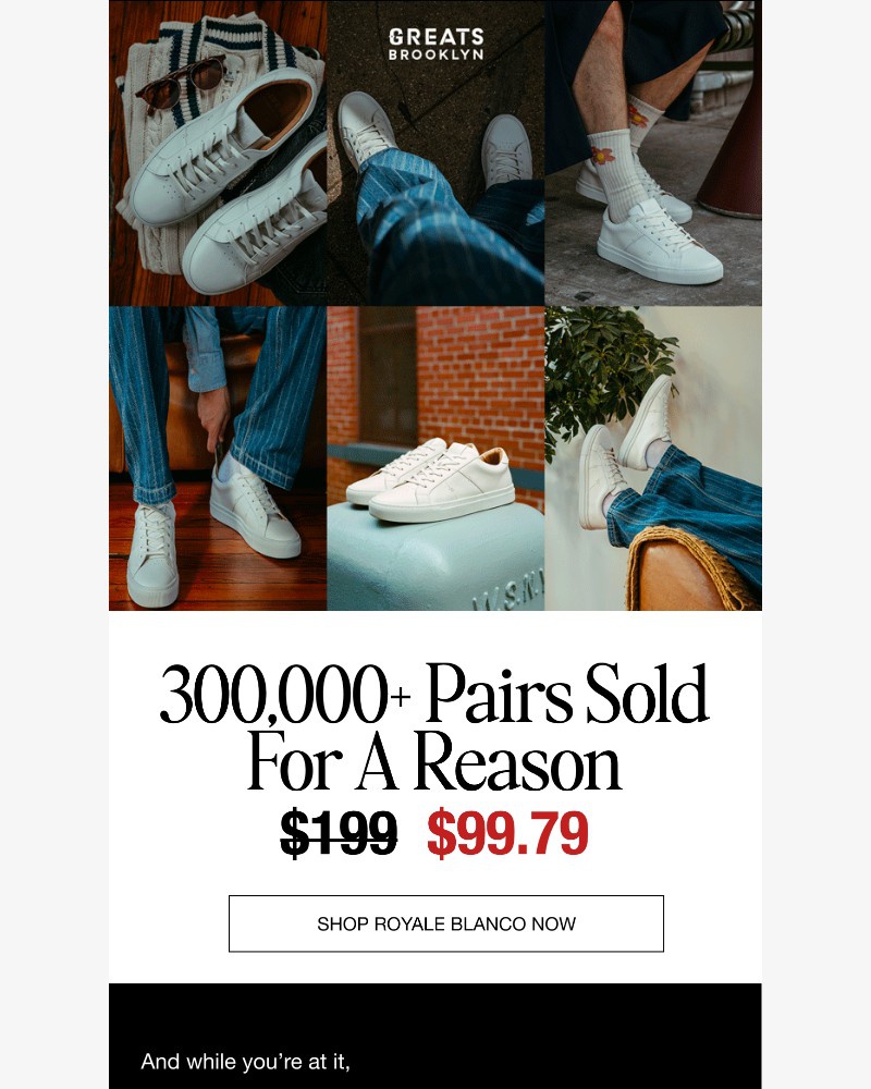 Screenshot of email sent to a Greats Newsletter subscriber