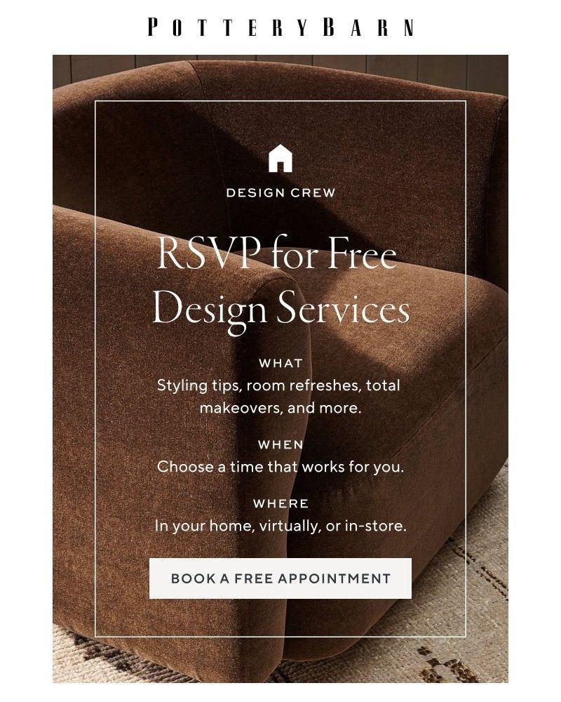 Screenshot of email sent to a Pottery Barn Cart abandoner