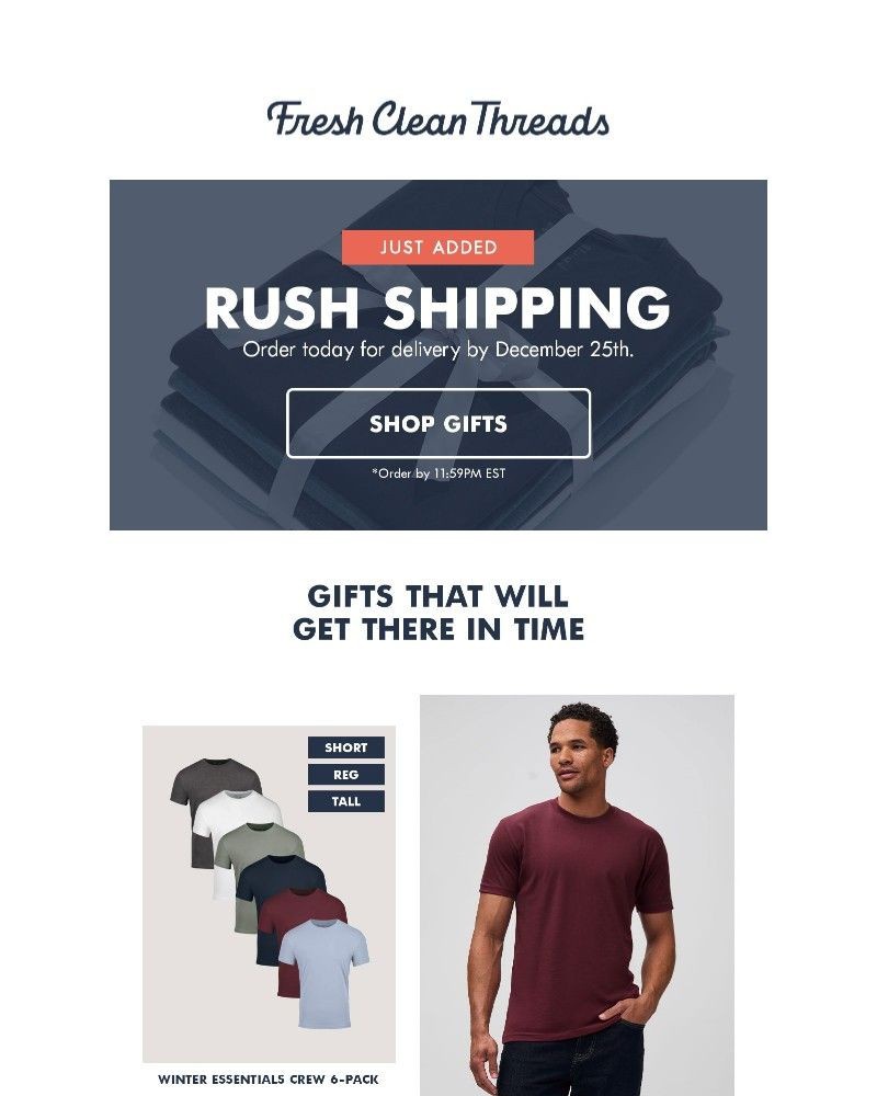 Screenshot of email sent to a Fresh Clean Threads Newsletter subscriber