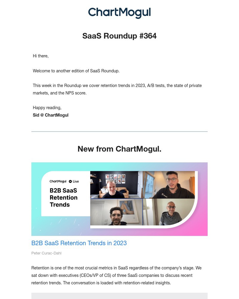 Screenshot of email with subject /media/emails/saas-roundup-retention-trends-ab-tests-nps-score-fundraising-stats-f8dd40-cropped_ev34HHr.jpg