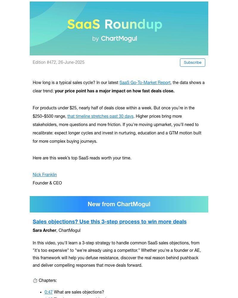 Screenshot of email with subject /media/emails/saas-roundup-sales-objections-and-sales-cycles-data-more-valuable-than-code-going_PzEADlg.jpg