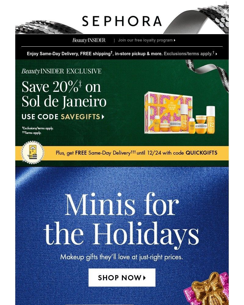 Screenshot of email sent to a Sephora Newsletter subscriber