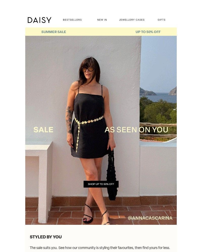 Screenshot of email sent to a Daisy Jewellery Cart abandoner