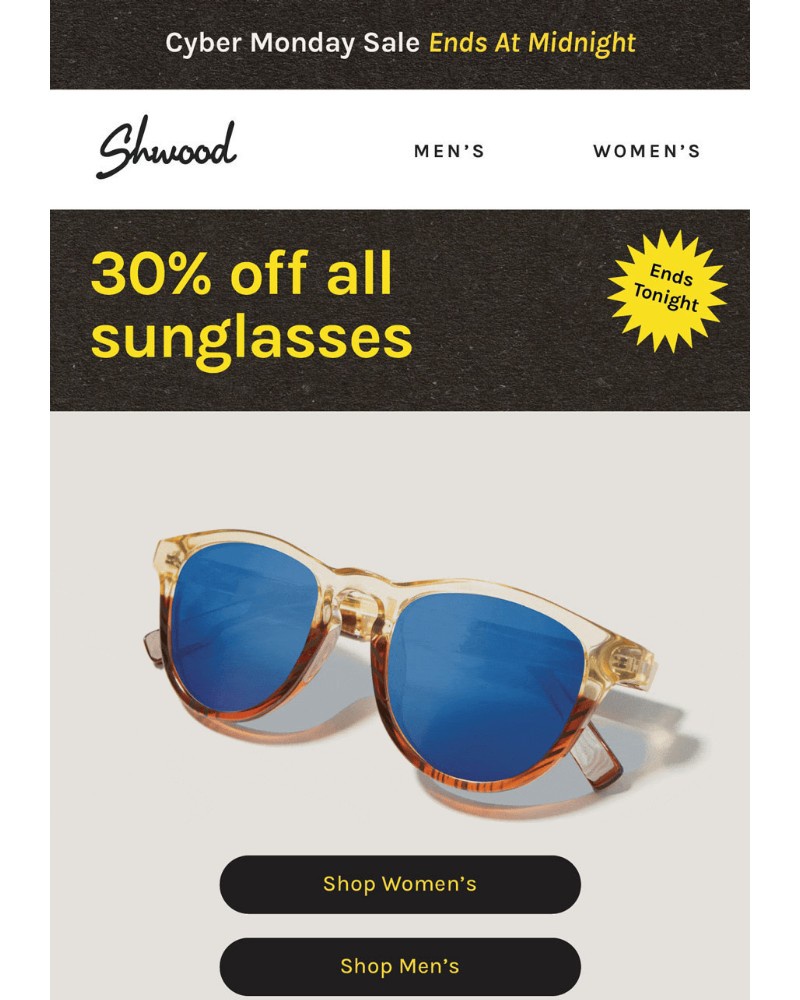 Screenshot of email sent to a Shwood and Stanley Newsletter subscriber