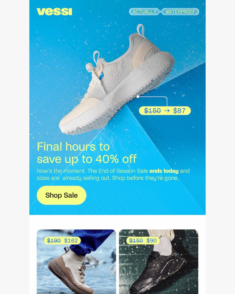 Screenshot of email sent to a Vessi Seller