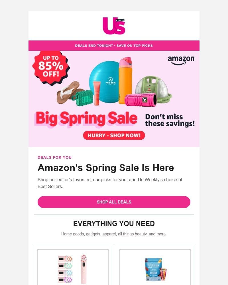 Screenshot of email sent to a Us Weekly Newsletter subscriber