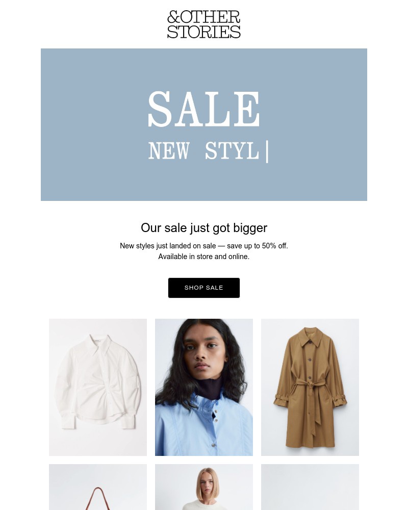 Screenshot of email sent to a & Other Stories Newsletter subscriber