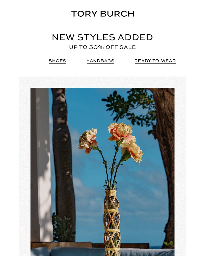 Screenshot of email sent to a Tory Burch Newsletter subscriber
