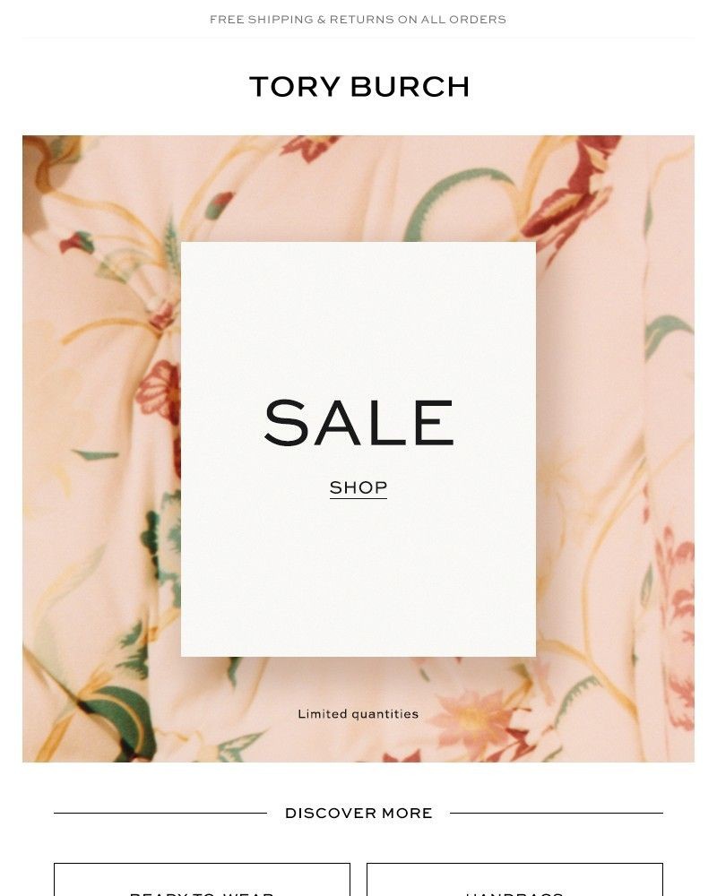 Screenshot of email sent to a Tory Burch Newsletter subscriber