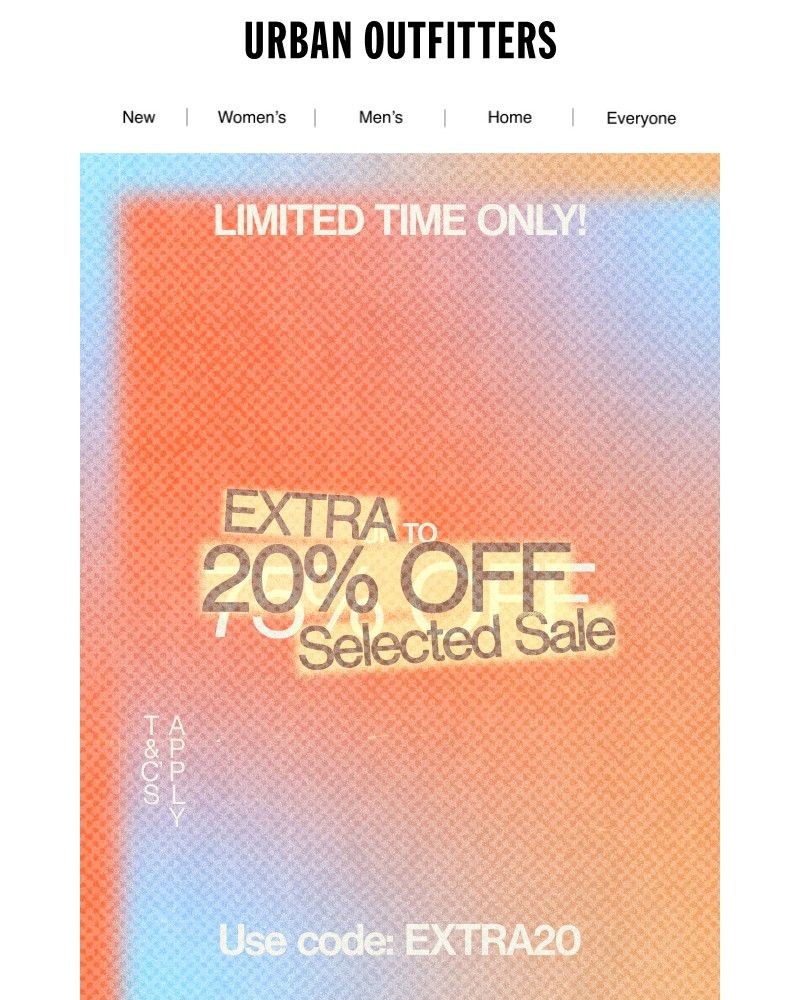 Screenshot of email sent to a Urban Outfitters Newsletter subscriber