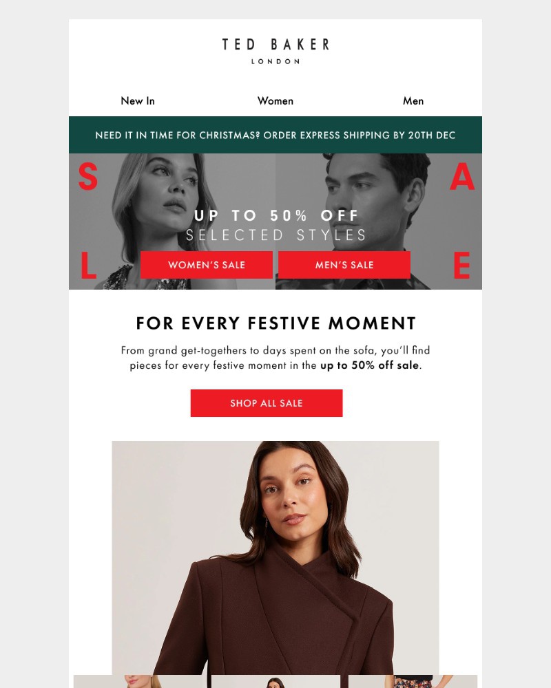 Screenshot of email sent to a Ted Baker Newsletter subscriber