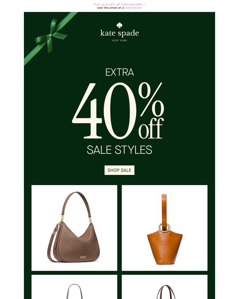 Screenshot of email sent to a Kate Spade Newsletter subscriber