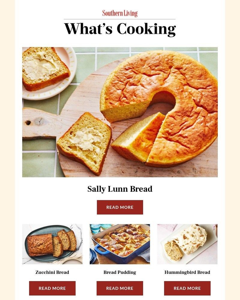 Screenshot of email sent to a Southern Living Newsletter subscriber