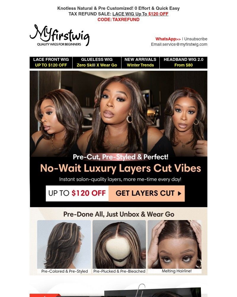 Screenshot of email sent to a My First Wig Newsletter subscriber