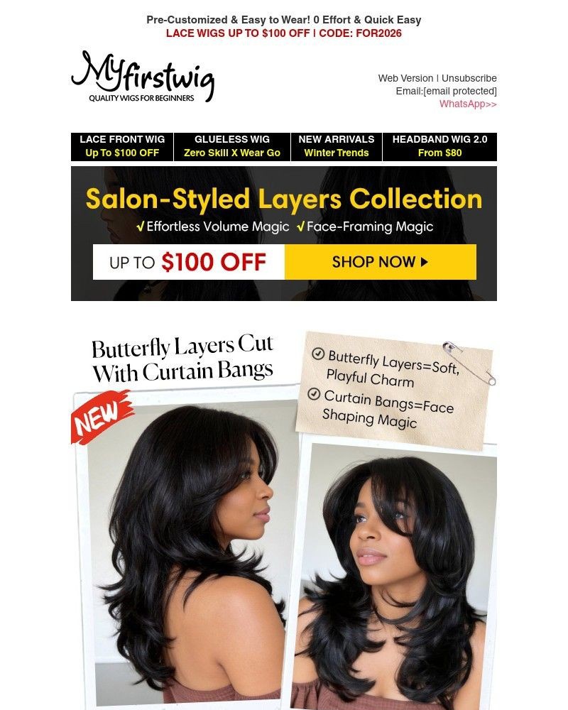 Screenshot of email sent to a My First Wig Newsletter subscriber