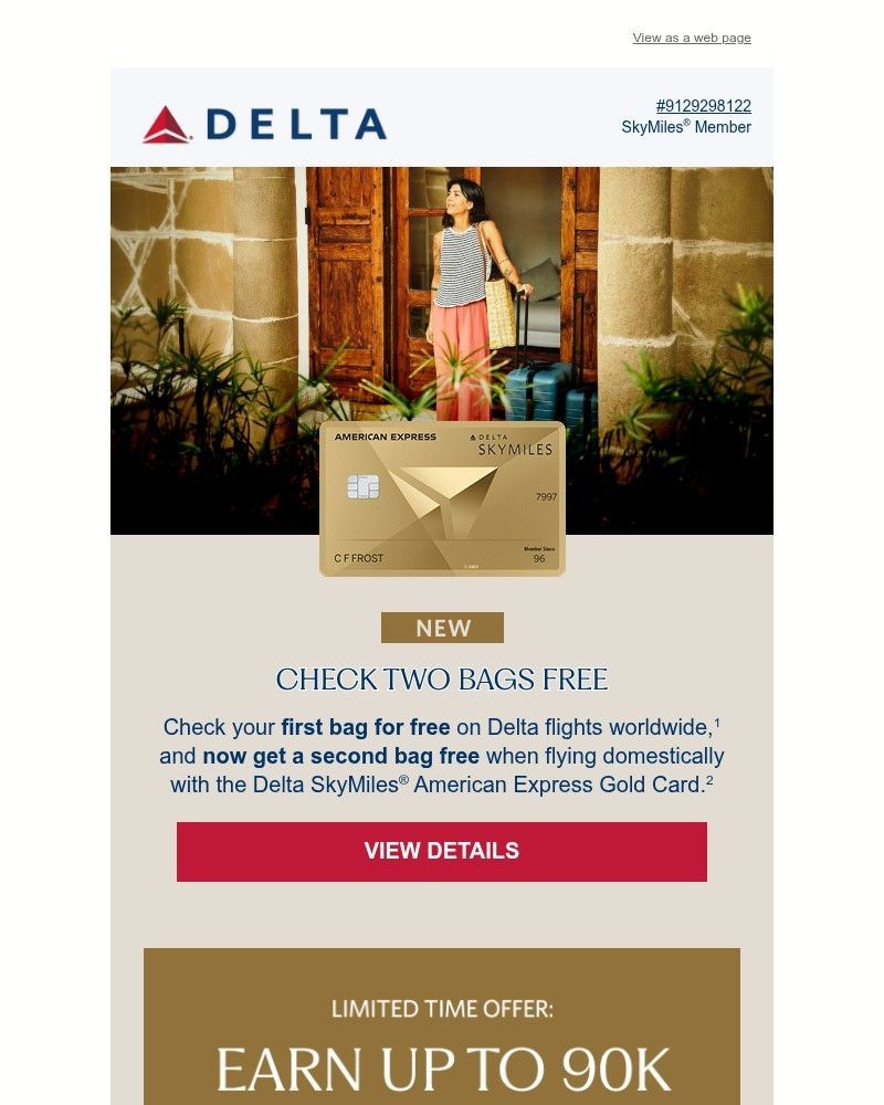 Screenshot of email sent to a Delta Registered user