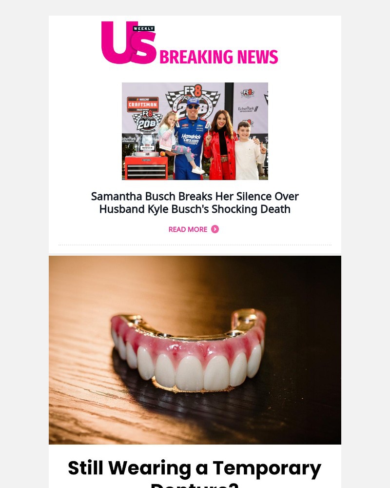 Screenshot of email sent to a Us Weekly Newsletter subscriber