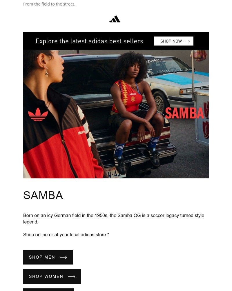 Screenshot of email sent to a Adidas Newsletter subscriber