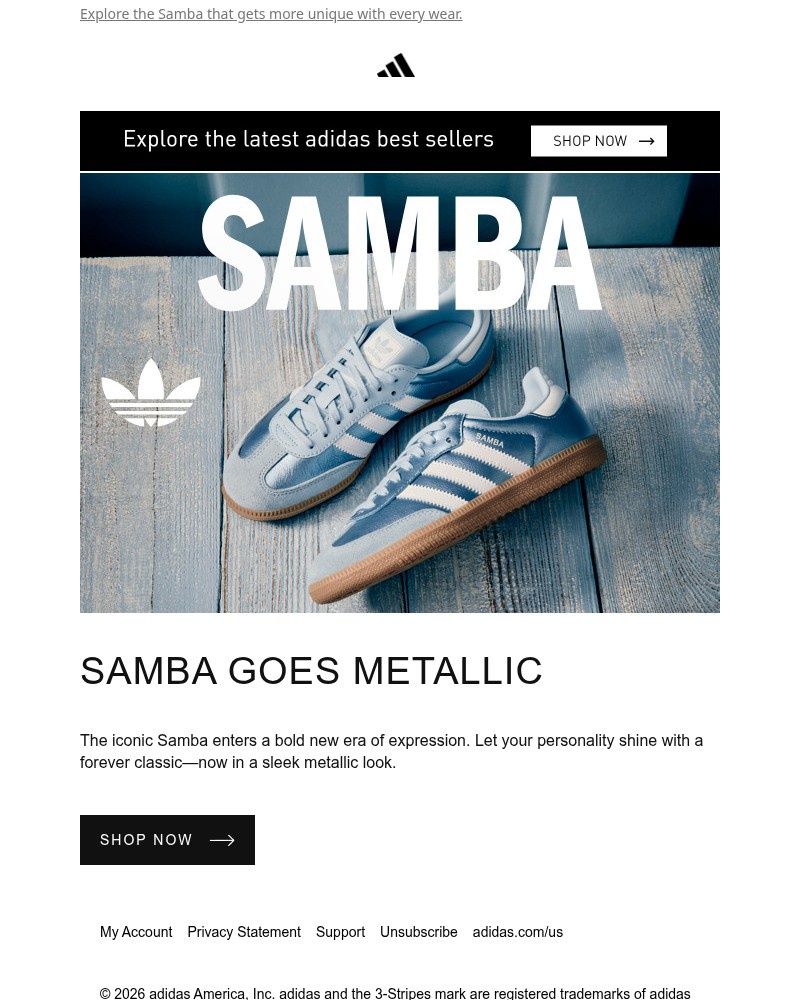 Screenshot of email sent to a Adidas Newsletter subscriber