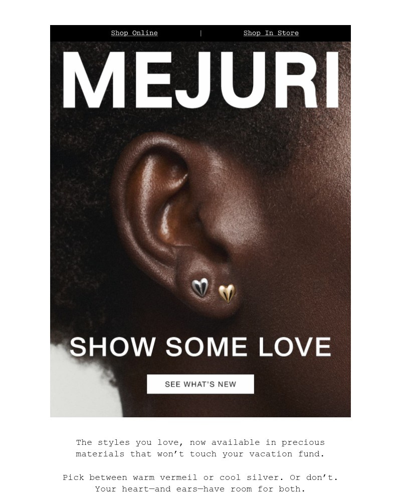 Screenshot of email sent to a Mejuri Registered user
