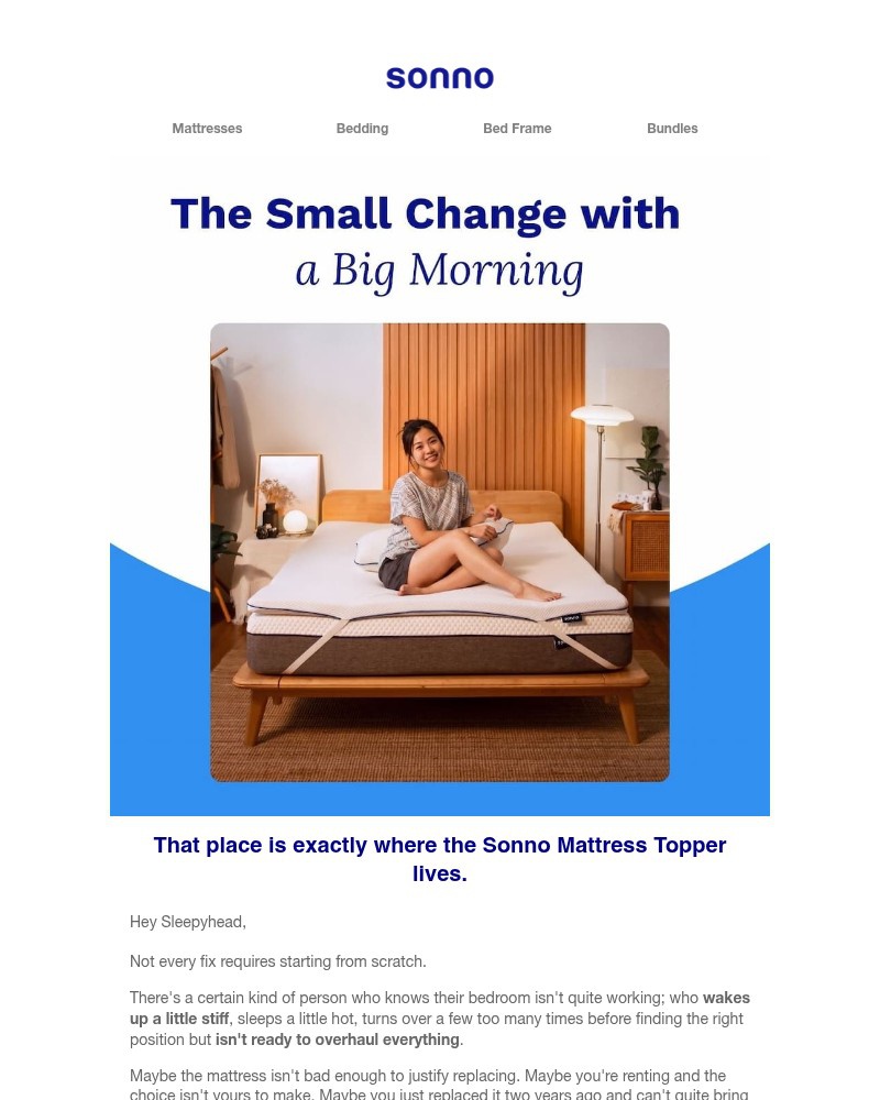 Screenshot of email sent to a Sonno Newsletter subscriber