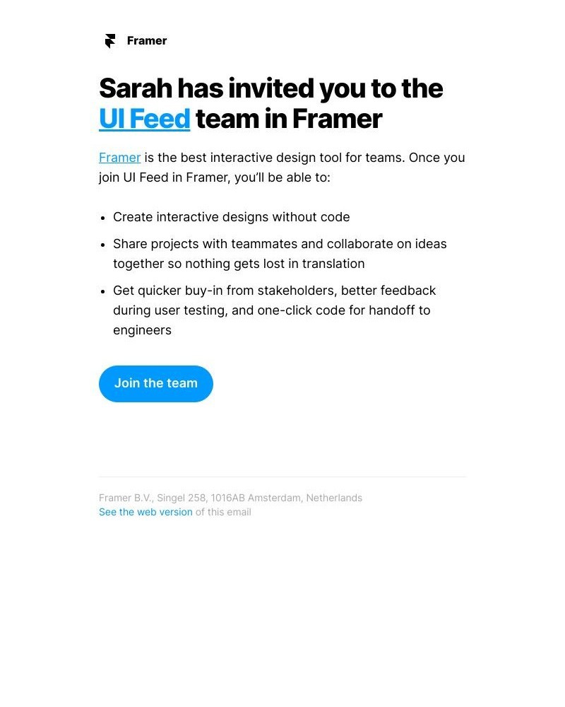 Screenshot of email with subject /media/emails/sarah-has-invited-you-to-collaborate-on-the-ui-feed-team-in-framer-34de7f-cropped_IQaoqvf.jpg