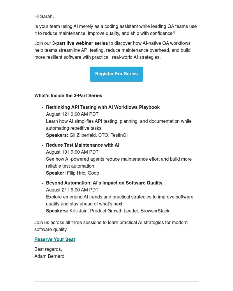 Screenshot of email with subject /media/emails/sarah-learn-how-ai-native-qa-teams-ship-with-confidence-7f95e0-cropped-0e05308f.jpg