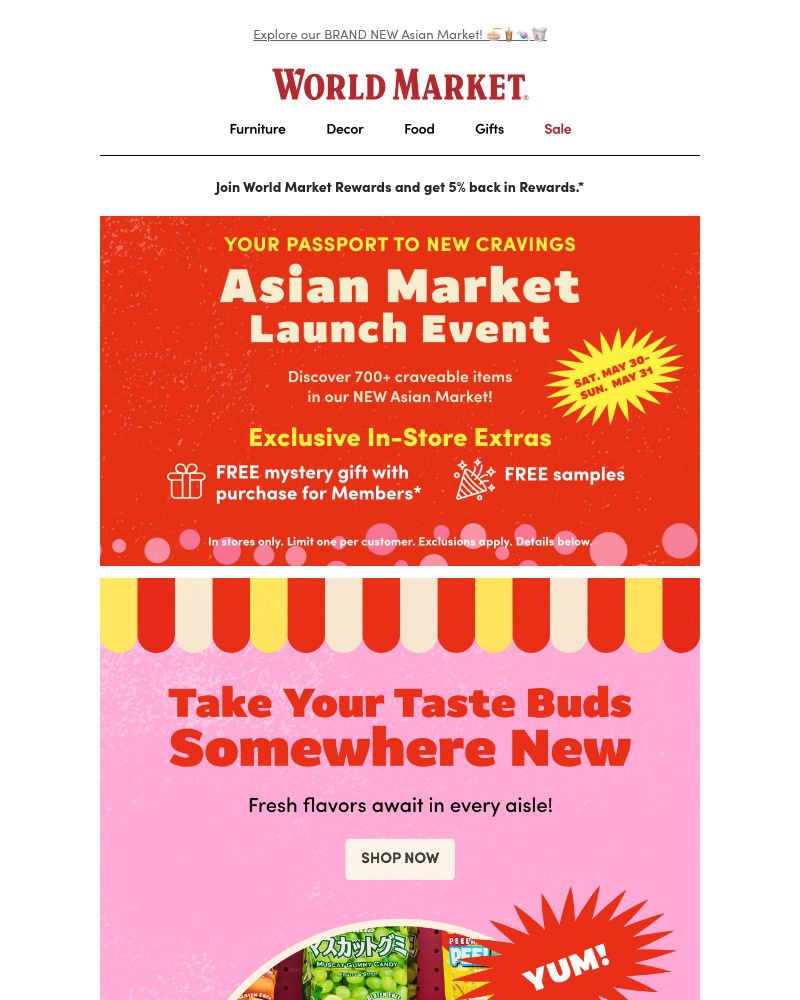 Screenshot of email sent to a World Market Cart abandoner