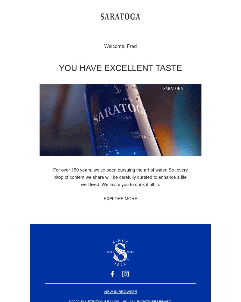 Screenshot of email sent to a Saratoga Newsletter subscriber