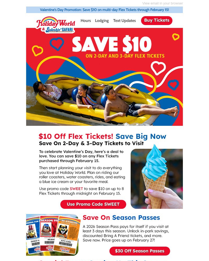 Screenshot of email sent to a Holiday World Newsletter subscriber