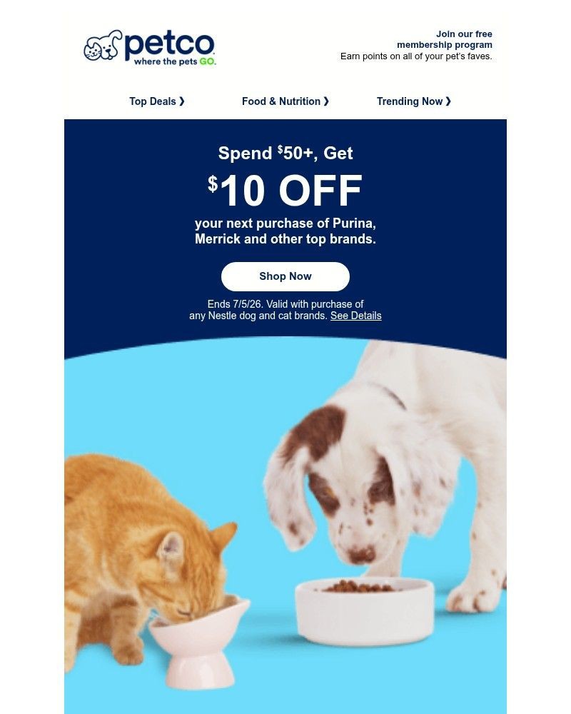 Screenshot of email sent to a Petco Newsletter subscriber