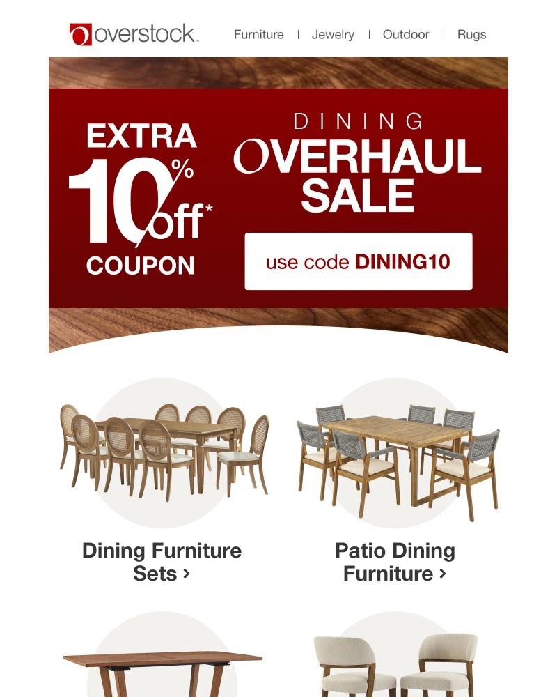 Screenshot of email sent to a Overstock Newsletter subscriber