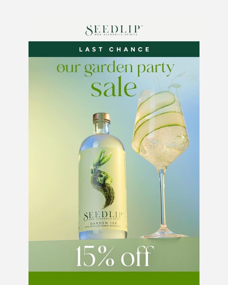 Screenshot of email sent to a Seedlip Newsletter subscriber