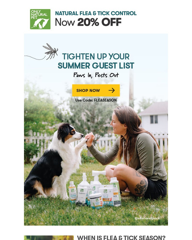 Screenshot of email sent to a Only Natural Pet Newsletter subscriber