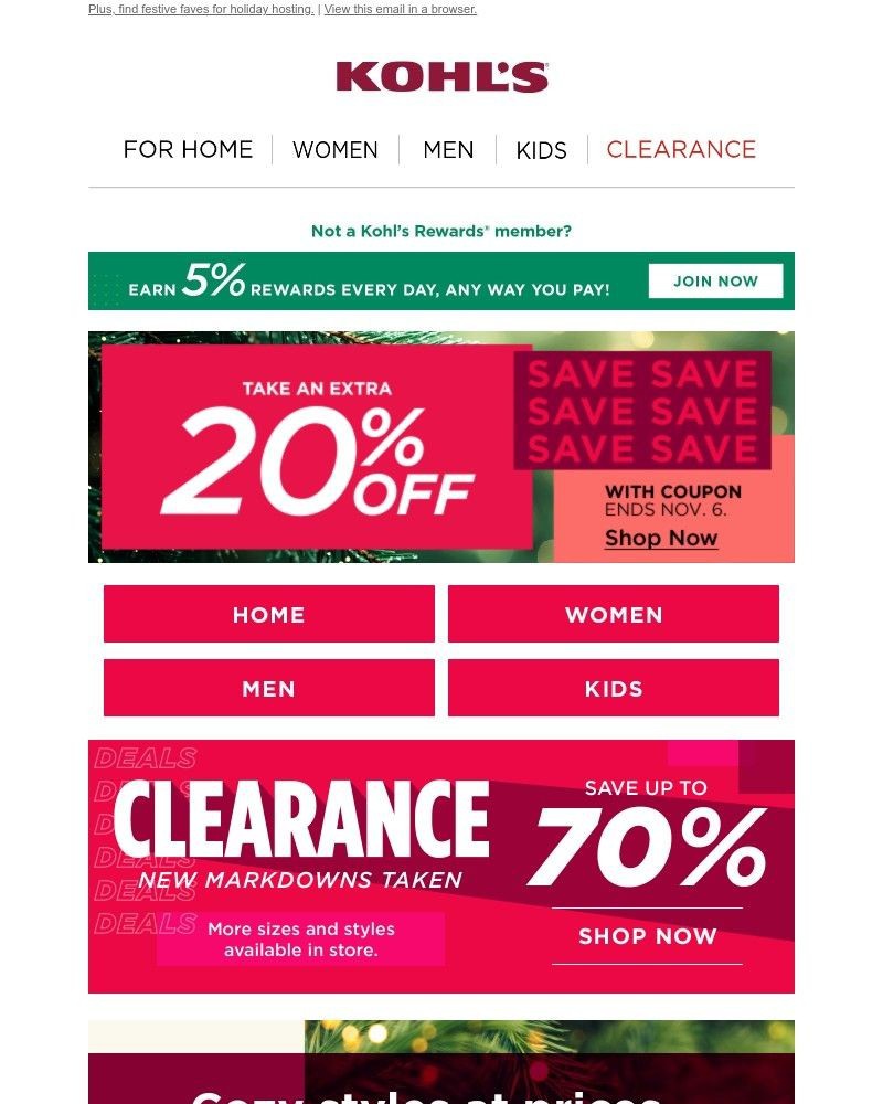 Screenshot of email sent to a Kohls Registered user