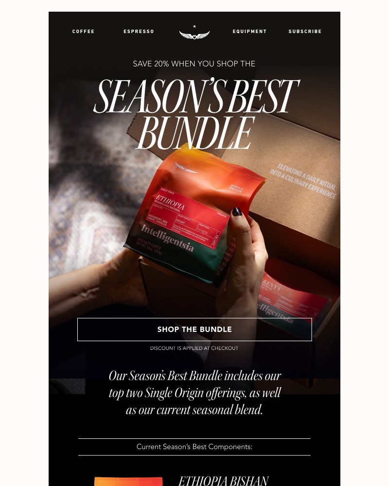 Screenshot of email sent to a Intelligentsia Newsletter subscriber