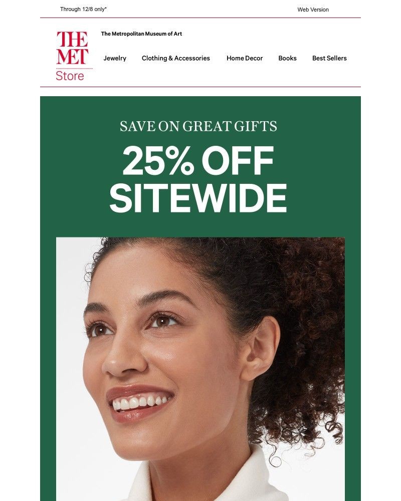 Screenshot of email sent to a The Metropolitan Museum of Art (The Met) Newsletter subscriber