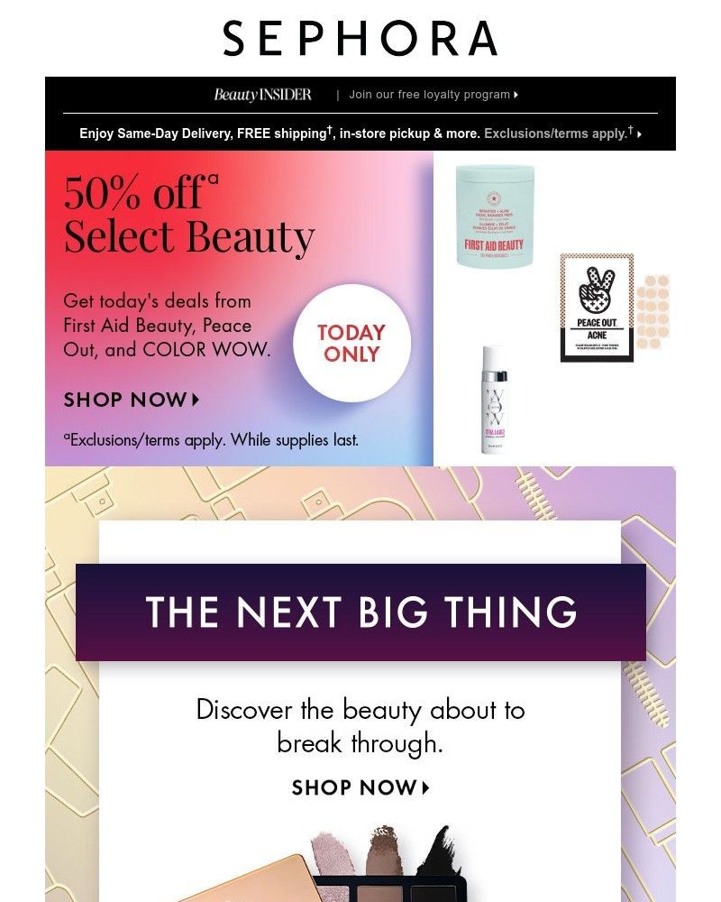Screenshot of email sent to a Sephora Newsletter subscriber