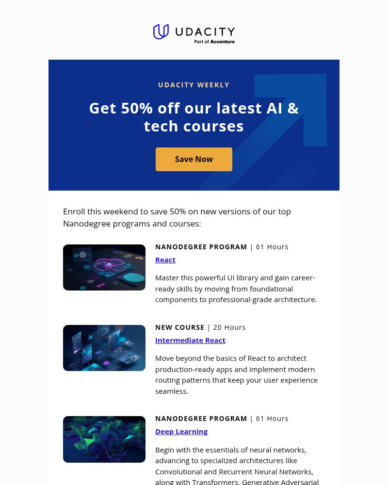 Screenshot of email sent to a Udacity Registered user