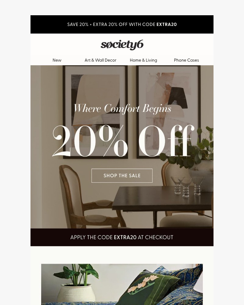 Screenshot of email sent to a Society6 Newsletter subscriber