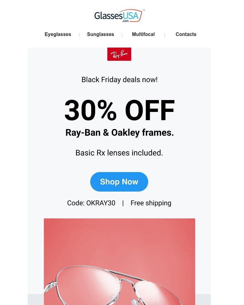 Screenshot of email with subject /media/emails/save-big-on-ray-ban-oakley-with-our-early-black-friday-sale-73d72c-cropped-d5d76b80.jpg