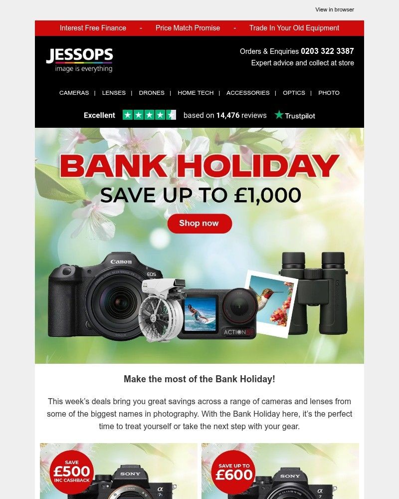 Screenshot of email sent to a Jessops Newsletter subscriber