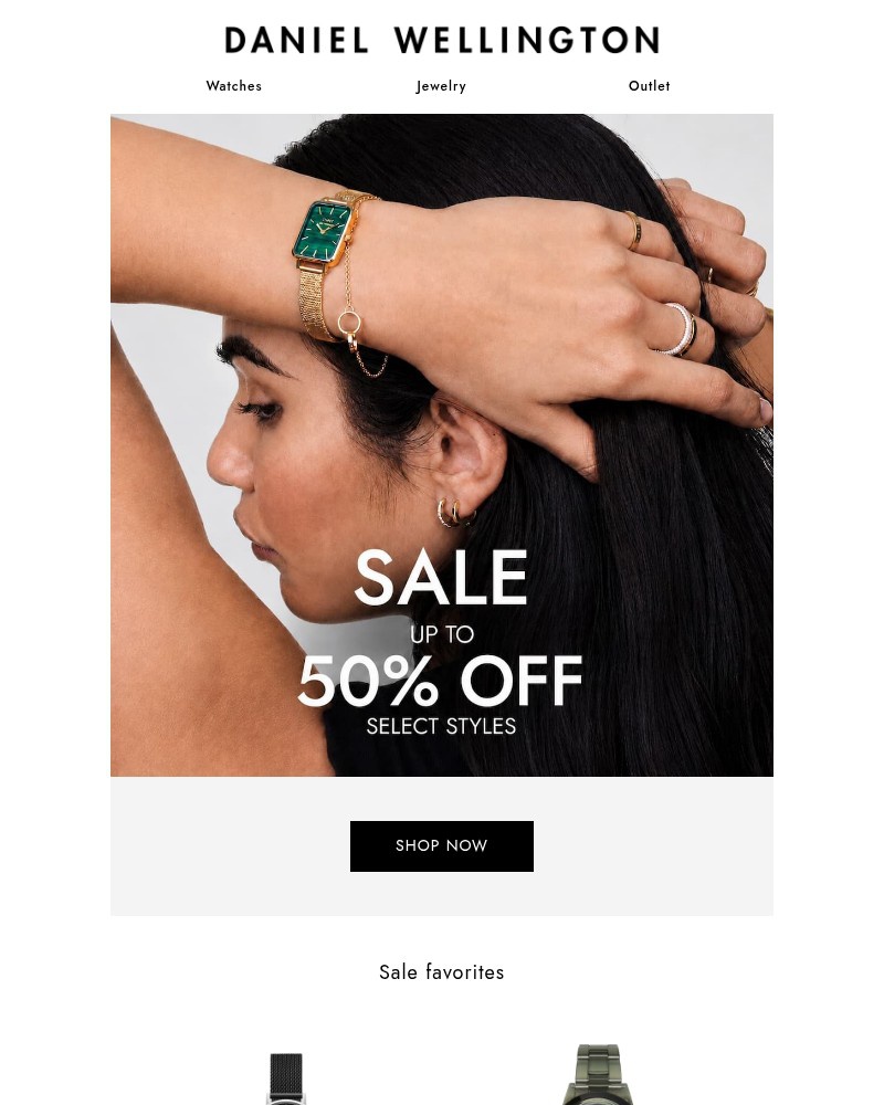 Screenshot of email sent to a Daniel Wellington Newsletter subscriber