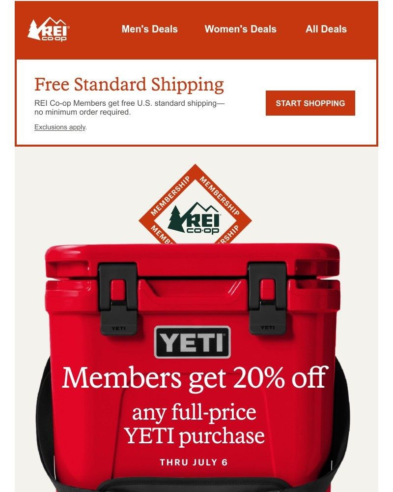 Screenshot of email sent to a REI Co-op Newsletter subscriber