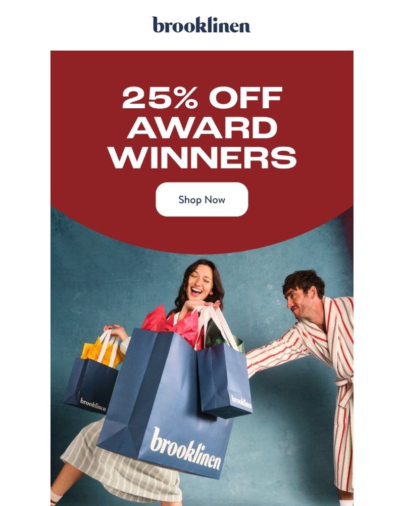 Screenshot of email sent to a Brooklinen Newsletter subscriber